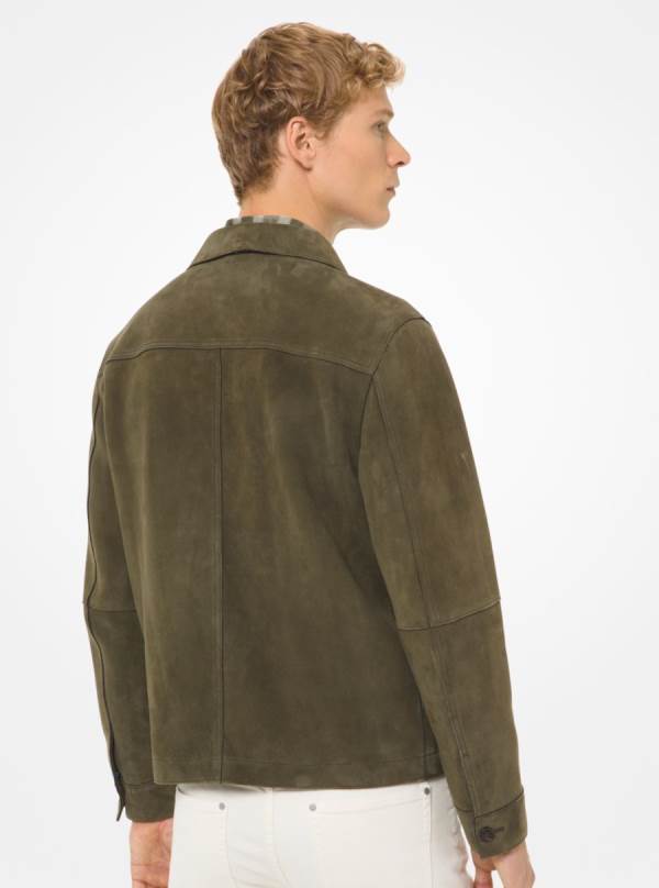 Panske Bundy Michael Kors Suede Shirt Olivovo Zelená - Oblecenie Michael Kors Sleva | MEJKL-2804